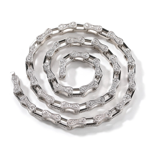 Collana a Catena da Bicicletta Hip Hop da Uomo in Rame con Strass Incrostati Iced Out Oro Argento Placcato Gioielli alla Moda di Lusso
