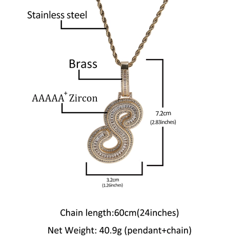 Hip-Hop Iced Out Initial Halskette Für Herren Kupfer Zirkonia Personalisierte Buchstaben A Bis Z Anhänger Schmuck Geschenk
