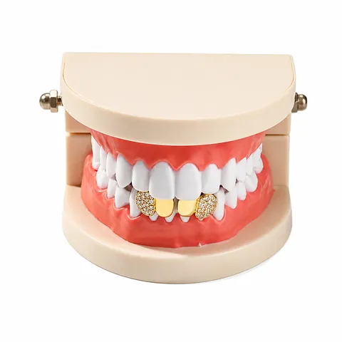 Hip Hop Tand Grillz Koper Zirconia Enkele Tand Dop Iced Out Micro Pave Tandheelkundige Grills Voor Mannen Vrouwen Mode Sieraden