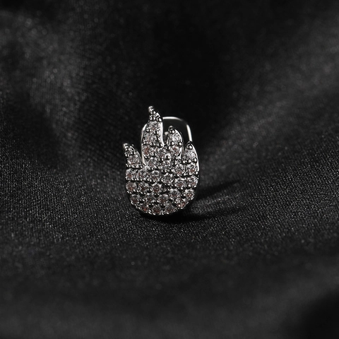 Hip Hop Vlam Enkele Tand Grillz Koperen Strass Micro Pave Tandsieraden Hip Hop Rap Fashion Lichaamssieraden Voor Mannen En Vrouwen