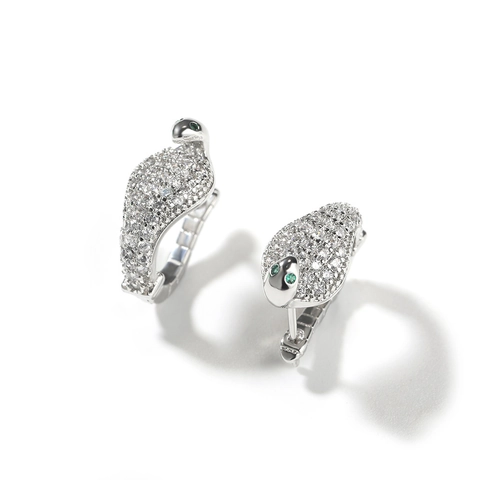 Orecchini a Bottone Uomo Hip Hop Cobra Serpente in Rame Con Micro Pave Zirconia Iced Out Animale Gioielli Individuali Regalo