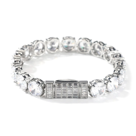 Hip Hop Men Single Row Large Rhinestone Tennis Bracelet Copper Iced Out Fashion Jewelry Gold Silver Rose Gold Plated