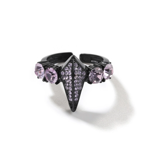 Hip-Hop Strass Legierung Panther Ring Für Herren Übertriebener Offener Verstellbarer Ring Geometrischer Retro-Schmuck