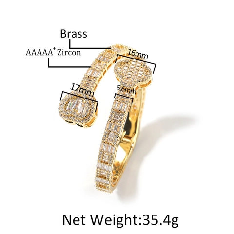 Brazalete Hip Hop Corazón Trébol de Cuatro Hojas Cobre Zirconia Pavé Bypass Pulsera para Mujer Joyería de Brazalete Abierto Lujo