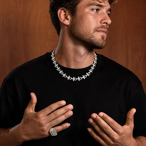 Hip Hop Iced Out Anch Kreuz Halskette Für Herren Kupfer Mit Zirkonia Bling Schmuck Charm Gliederkette Armband Zubehör