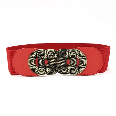 Cinturón Ancho Elástico Vintage Para Mujer Hebilla De Metal Retro Cinturón Tejido Para Vestidos Cinturón De Corsé De Moda