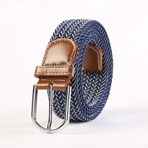 Unisex Elastischer Geflochtener Gürtel Mit Legierung Dornschließe Retro Stretch Flechtgürtel Lässiger Stoffgürtel Mit Lederdetail