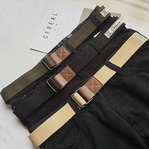 Herren Geflochtener Canvas Gürtel Doppelring Schnalle Casual Military Style Taillenriemen Für Workwear Jeans Stoffgürtel