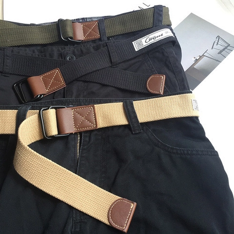 Herren Geflochtener Canvas Gürtel Doppelring Schnalle Casual Military Style Taillenriemen Für Workwear Jeans Stoffgürtel