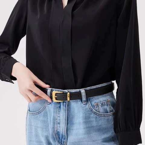 Ceinture en Similicuir Rétro Mode pour Femmes Hommes Vintage Boucle à Ardillon en Alliage d'Or Sangle de Taille Polyvalente pour Jeans Pantalons