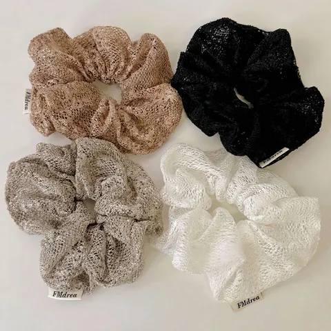 Franse Stijl Kant Gaas Haarelastiekjes Elegante Stof Haarelastieken Voor Vrouwen Paardenstaart Knot Houder Haaraccessoires