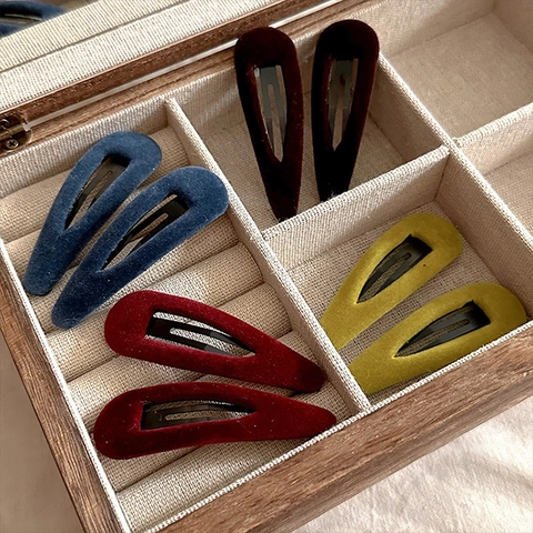 Vintage Velvet Water Drop BB Hair Clips For Women Korean Style Fabric Snap Barrette Fashion Side Fringe Hair Accessories