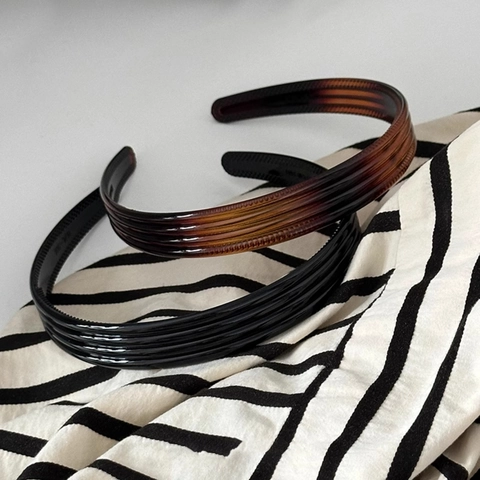 Cerchietto per Capelli in Acrilico Sottile con Denti Stile Coreano Minimalista Vintage Antiscivolo Nero Marrone Gioielli per Capelli Donna