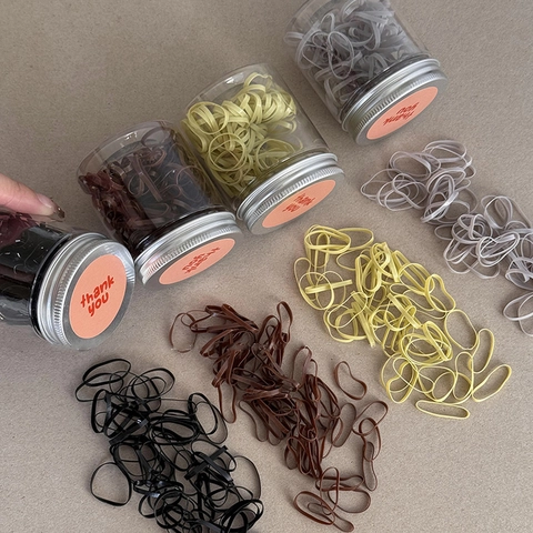 High Elastic Hair Ties For Women Girl Seamless Rubber Band Jar Set Solid Color Ponytail Holder Minimalist Hair Accessories