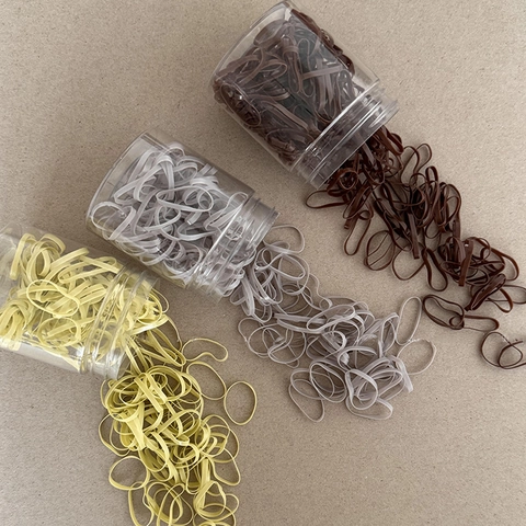 High Elastic Hair Ties For Women Girl Seamless Rubber Band Jar Set Solid Color Ponytail Holder Minimalist Hair Accessories