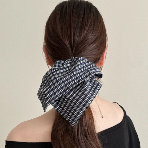 Korean Style Plaid Bow Scrunchie Large Fabric Hair Tie And Blue White Striped Triangle BB Clip Handmade Hair Accessories For Women