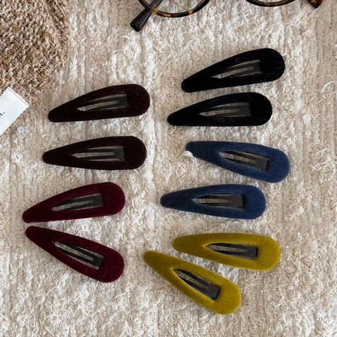 Vintage Velvet Water Drop Hair Clip Minimalist Flocking BB Snap Clip For Women Girls Daily Hair Styling Accessories