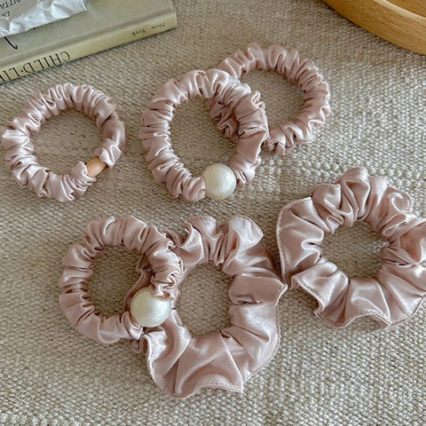Eleganti Elastici Per Capelli In Raso Da Donna Rosa Fasce Per Capelli Ad Alta Elasticità Stile Coreano Accessori Per Capelli Con Künstliche Perle