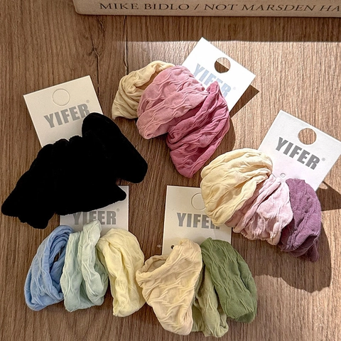 Handmade Pleated Fabric Scrunchie High Elasticity Durable Large Hair Ties For Women Fresh Elegant Hair Accessories Daily Wear