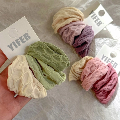Handmade Pleated Fabric Scrunchie High Elasticity Durable Large Hair Ties For Women Fresh Elegant Hair Accessories Daily Wear