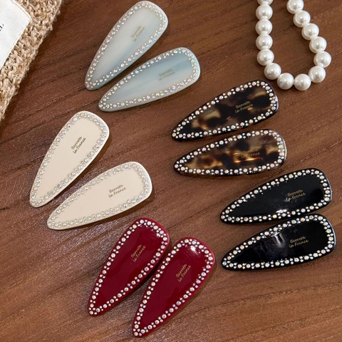 Vintage Koreanische Strass Wassertropfen Entenschnabel Haarclip Acetat Legierung Haarnadel Pony Seitenclip Damen Mode Accessoires