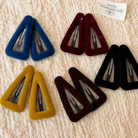 Franse Vintage Fluweel Omwikkelde Legering Geometrische BB Snap Haarspelden Effen Kleur Driehoek Ovale Waterdruppel Haarpinnen Voor Vrouwen
