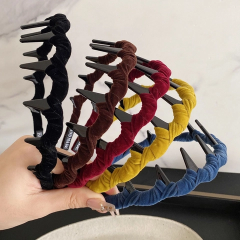 Cerchietto Ondulato Avvolto in Velluto Vintage Con Denti Antiscivolo Cerchio per Capelli per Donna Accessori per Capelli Fatti a Mano