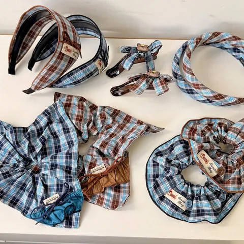 Koreaanse Stijl Geruite Scrunchies Strik Haarspelden Gevoerde Hoofdband Retro Stof Haarelastiekjes Set Voor Dames Meisjes