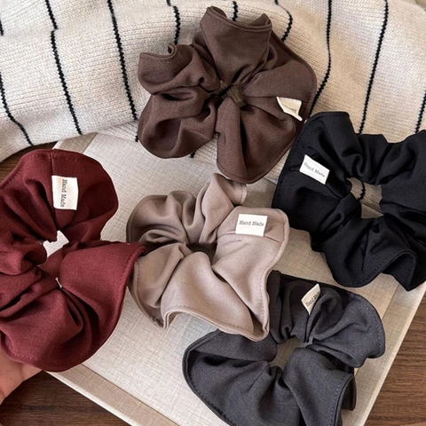 French Retro Fabric Pleated Scrunchies For Women Handmade Large Hair Rings Minimalist Elastic Hair Ties Fashion Headwear Accessories