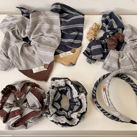 Vintage Cotton Stripe Scrunchie Handmade Hair Claw Clip Contrast Color Headband Elegant Korean Style Hair Accessories For Women