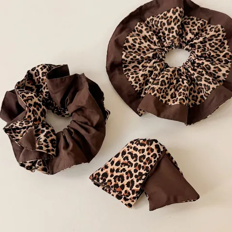 Βίντατζ Καφέ Λεοπάρ Βαμβακερά Scrunchies για Γυναίκες Κορεάτικο Στυλ Υπερμεγέθη Λαστιχάκια Μαλλιών Μόδα Αξεσουάρ Μαλλιών