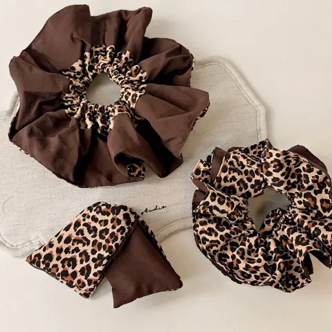 Βίντατζ Καφέ Λεοπάρ Βαμβακερά Scrunchies για Γυναίκες Κορεάτικο Στυλ Υπερμεγέθη Λαστιχάκια Μαλλιών Μόδα Αξεσουάρ Μαλλιών