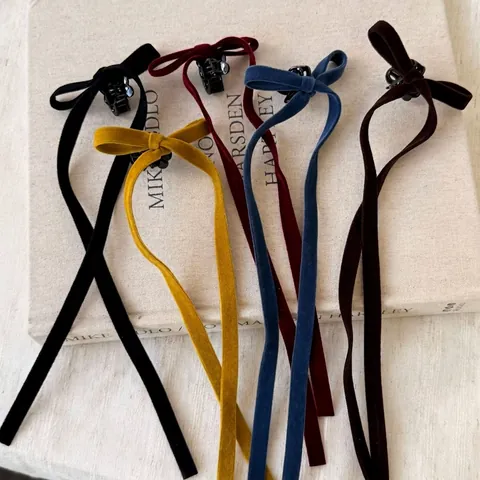 Vintage Samt Schleife Haarklammer Mit Langen Bändern Süße Balletcore Streamer Haarnadel Haarschmuck Für Damen Mädchen