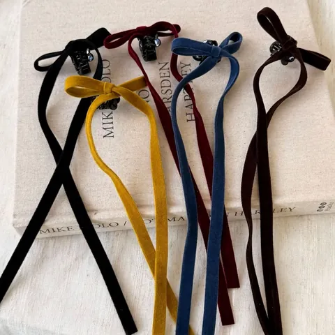 Vintage Samt Schleife Haarklammer Mit Langen Bändern Süße Balletcore Streamer Haarnadel Haarschmuck Für Damen Mädchen