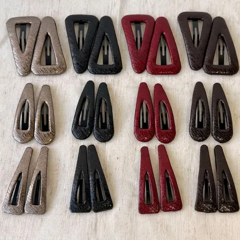 Pinces à Cheveux Géométriques en Cuir PU Vintage pour Femmes Motif Peau de Serpent Goutte d'Eau Triangle BB Clips