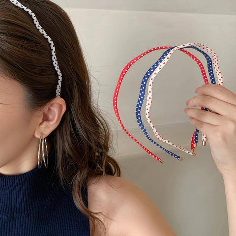 Koreanischer Stil Wellenförmiger Polka Dot Haarreif Für Damen Süßer Stoffbezogener Dünner Haarband Mode Alltags Haarschmuck