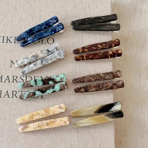 Fermagli per Capelli in Acetato Retro Marmo Vintage Stampa Leopardata Forcine a Becco d'Anatra per Donna Accessori