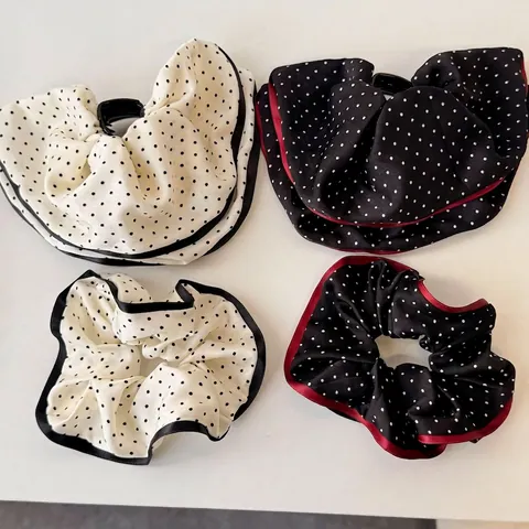 Femme Doux Satin à Pois Choucou Pince à Cheveux Ensemble Fait à la Main Tissu Nœud Accessoires de Cheveux Style Fée Élégant Couvre-chef