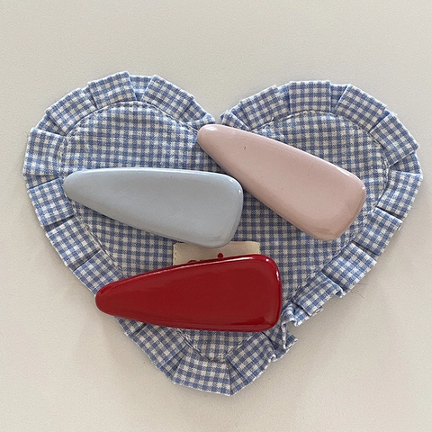 Pinza para el Pelo de Cuero PU Brillante Estilo Coreano Retro Clip de Pico de Pato Gota Horquilla de Color Sólido para Mujer
