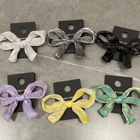 Koreanischer Stil Glänzend Satin Stoff Schleife Haarspange Für Damen Handgefertigte Elegante Haarnadel Entenschnabel-Clip