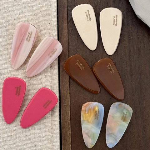 Pinces à Cheveux en Acétate de Cellulose Style Français Pour Femmes Filles Motif Marbre Forme Larme Doux Élégant Accessoires de Cheveux Daily