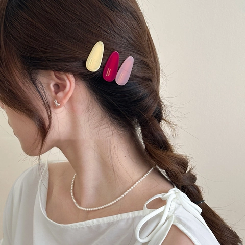 Pinzas para el Cabello de Acetato Vintage Francés Forma de Gota de Agua Pinzas para Flequillo para Mujer Accesorios