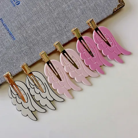 Sweet Angel Wing Hair Clips Rhinestone Acetate Duckbill Clips Korean Style Dopamine Color Hair Accessories For Women Decoration