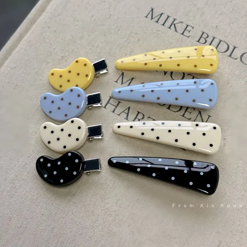 Resin Polka Dot Hair Clips Geometric Triangle Pea Duckbill Clips Korean Style Simple Bangs Hairpin For Women Daily Hair Accessories