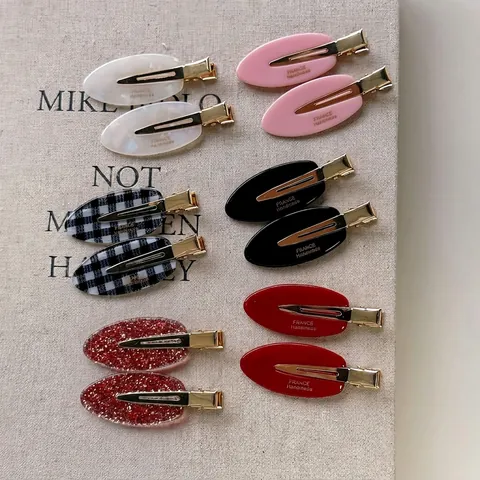 French Style Acetate Oval Seamless Hair Clip Minimalist Sweet Duckbill Clip Fashion Hair Accessories For Women Daily Makeup Styling