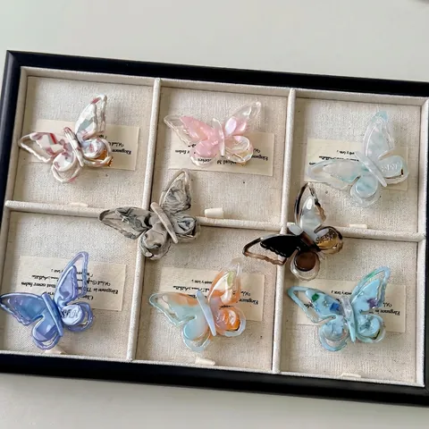 Französischer Schmetterling Haarklammer Acetat Marmor Muster Entenschnabel Clip Elegant Süß Haarschmuck Für Damen Schmuck
