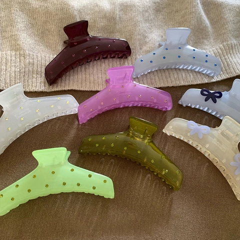 Large Resin Rhinestone Hair Claw Clip Elegant Acetate Shark Hairpin Strong Hold Non Slip Hair Accessories For Women Thick Hair