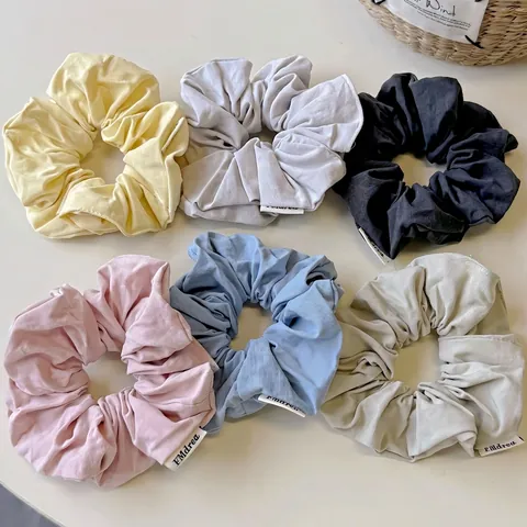 Scrunchie Grande in Tessuto a Costine Semplice in Stile Coreano Elastico per Capelli Plissettato Fatto a Mano Accessori per Capelli Donna
