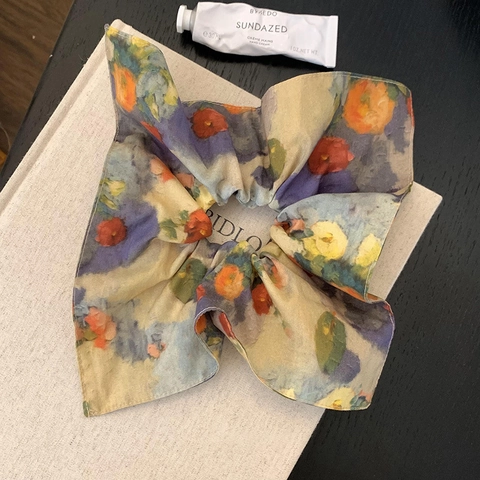 Retro Ölgemälde Stil Blumen Haargummi Für Damen Koreanischer Stil Hochelastisch Stoff Haarschmuck Mode Kopfschmuck