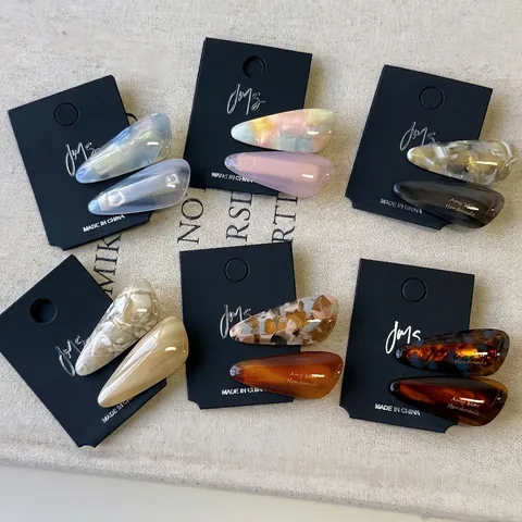 Acetate Water Drop Hair Clips Handmade Marbled Tortoiseshell Duckbill Side Clips Elegant Hair Accessories For Women